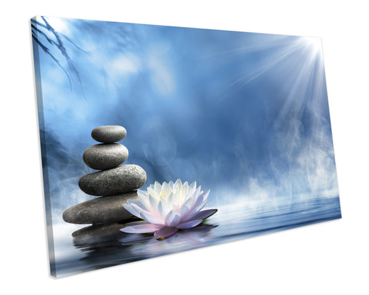 Bathroom Zen Relaxing Pebbles Flower CANVAS WALL ART Picture Print