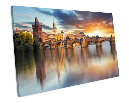 Prague Czech Republic Cityscape Box Framed CANVAS WALL ART Picture Print
