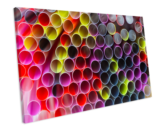 Straws Food Kitchen CANVAS WALL ART Box Framed Picture Print