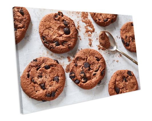 Chocolate Chip Cookies Kitchen Food Framed Canvas print Wall Art
