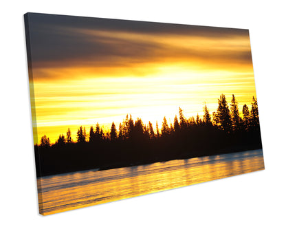 Lake Sunset Box Framed Canvas Art Print