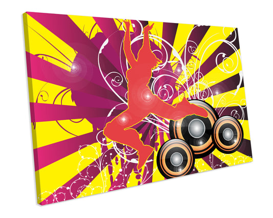 Funky Retro Music Dance Box Framed CANVAS ART Picture Print