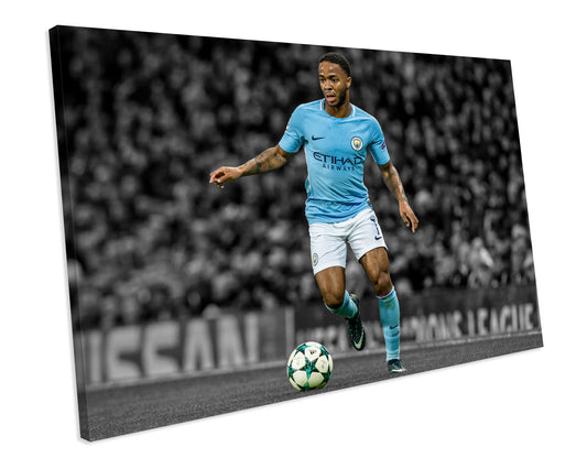Raheem Sterling Football Man City Sport CANVAS WALL ART Box Framed Picture Print