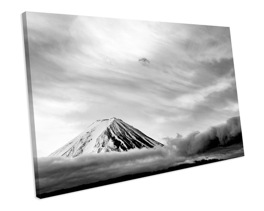Mount Fuji Black & White Box Framed Canvas Art Picture Print