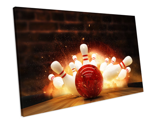 Bowling Sport CANVAS WALL ART Box Framed Picture Print
