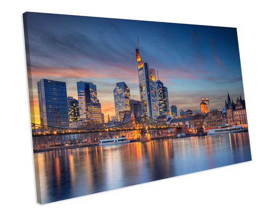 Frankfurt Skyline Germany Sunset Canvas Art Print Framed Picture