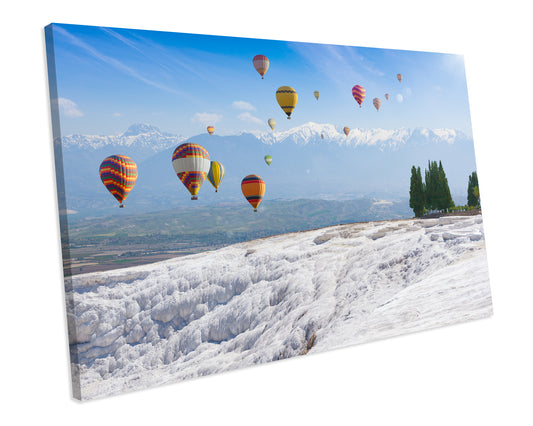Hot Air Ballon Landscape Canvas Art Print Framed Picture