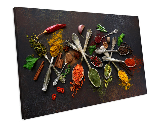 Herbs & Spices Food Kitchen Canvas Art Print Framed Picture