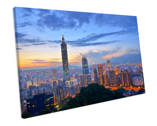 Taiwan Cityscape Sunset Canvas Art Print Framed Picture