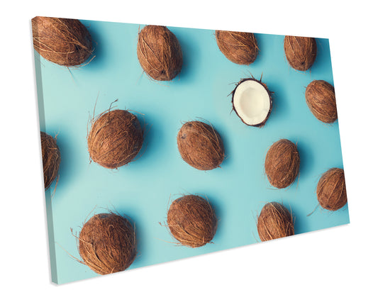 Coconut Summer Pastel FRUIT CANVAS PRINT Minimalist Framed Wall Art Picture