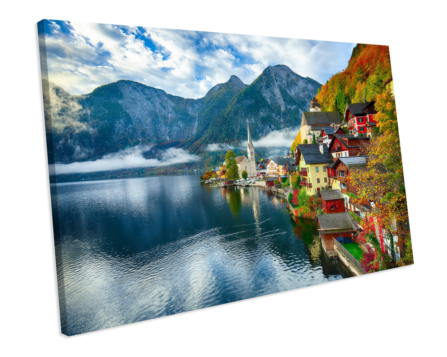 Hallstatt Lakeside Austria Alps Landscape Canvas Art Print Framed Picture