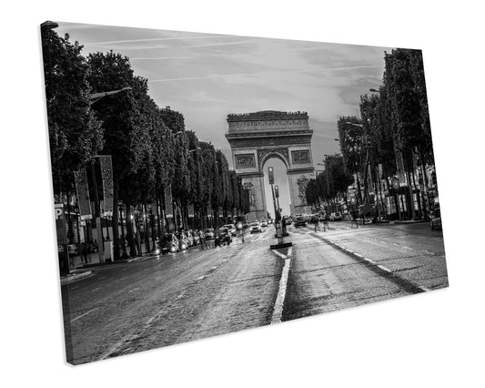 Arc de Triomphe Black & White France Landmark Canvas Art Print Framed Picture