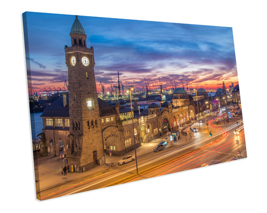 Hamburg Sunset Germany Canvas Art Print Framed Picture
