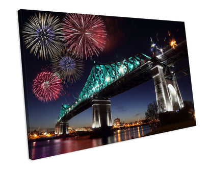Jacques Carter Bridge Montreal Canada Landmark Canvas Art Print Framed Picture