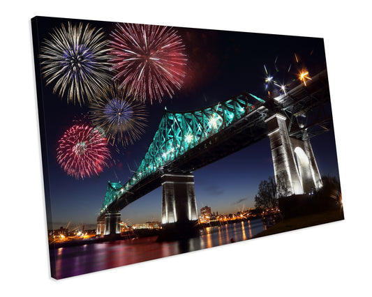 Jacques Carter Bridge Montreal Canada Landmark Canvas Art Print Framed Picture