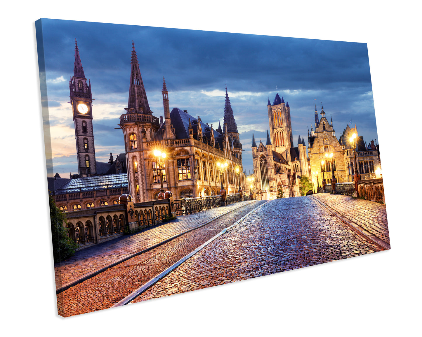 Ghent Belgium City Sunset CANVAS WALL ART Box Framed Picture Print