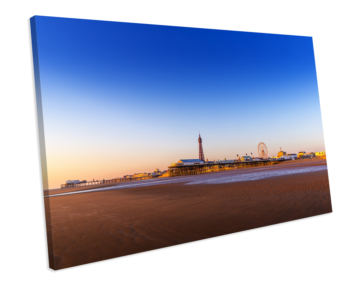 Sunset Blackpool Beach CANVAS WALL ART Box Framed Picture Print