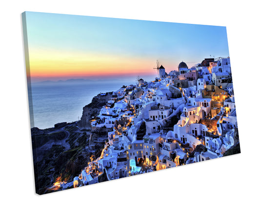Sunset Santorini Greece CANVAS WALL ART Box Framed Picture Print