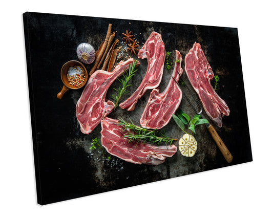 Lamb Food Kitchen CANVAS WALL ART Box Framed Picture Print