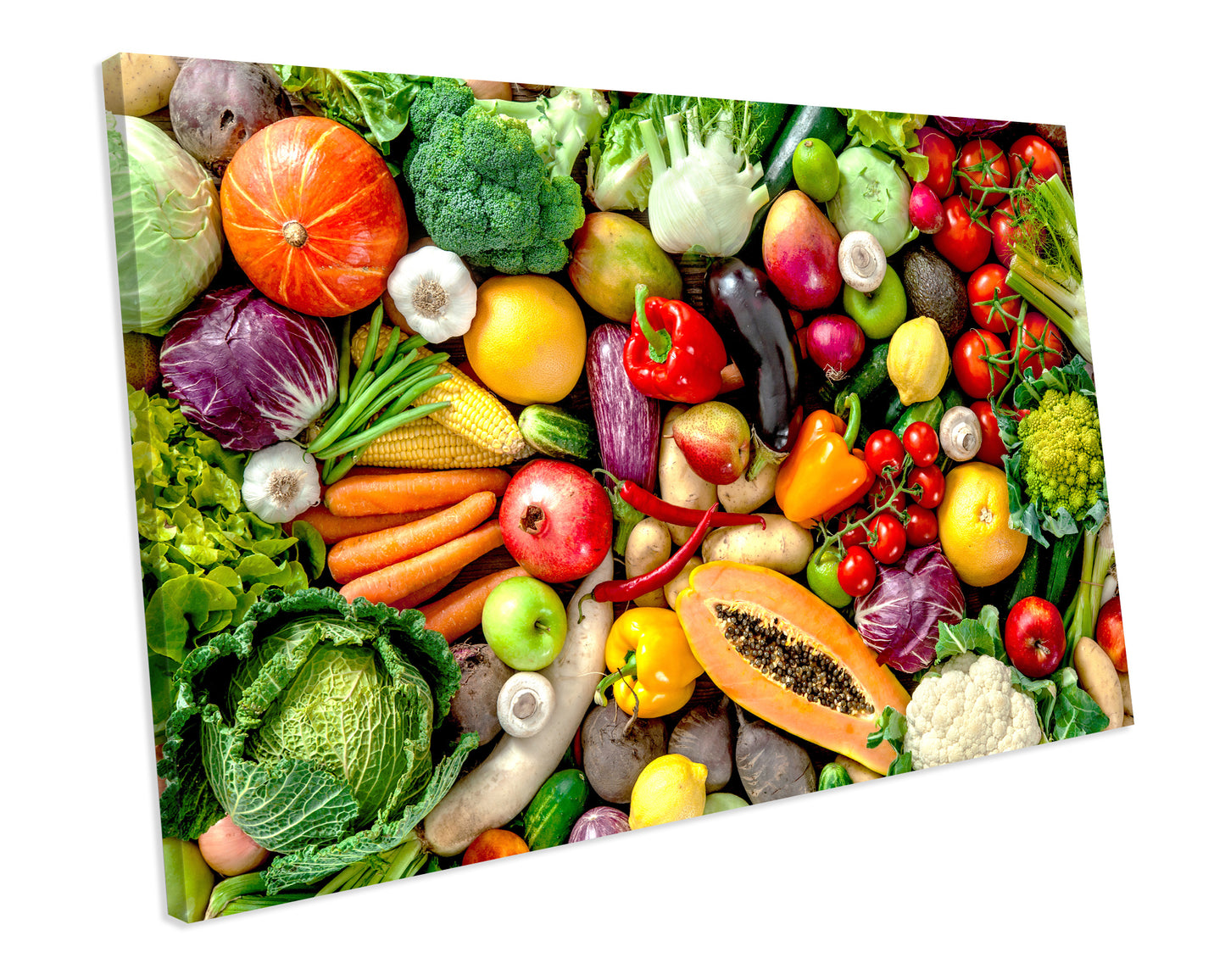 Fresh Fruit & Vegetables Food Kitchen CANVAS WALL ART Box Framed Picture Print