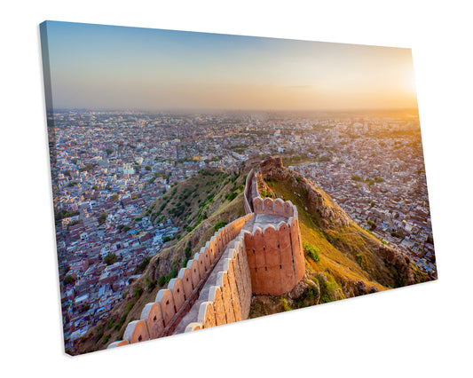Sunset Nahargarh Fort India Landmark CANVAS WALL ART Box Framed Picture Print