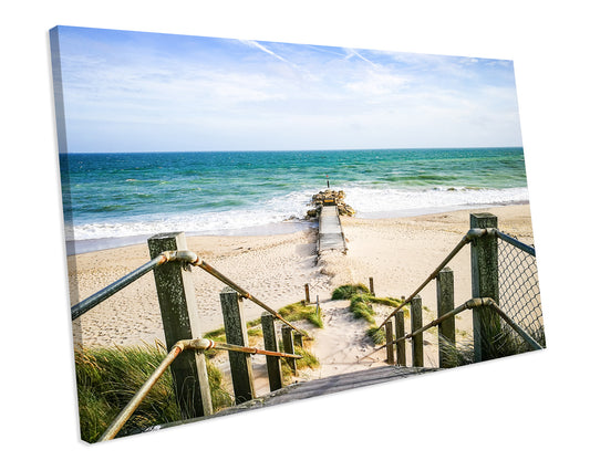 Bournemouth Beach Seascape CANVAS WALL ART Box Framed Picture Print