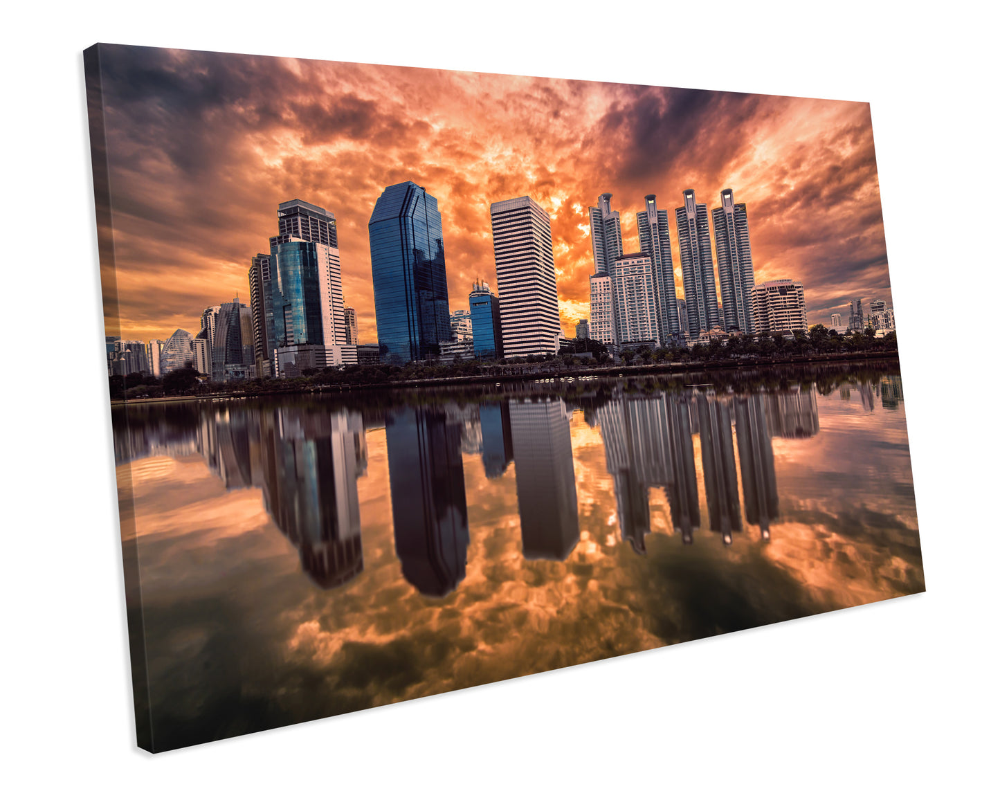 Bangkok Sunset Skyline CANVAS WALL ART Box Framed Picture Print