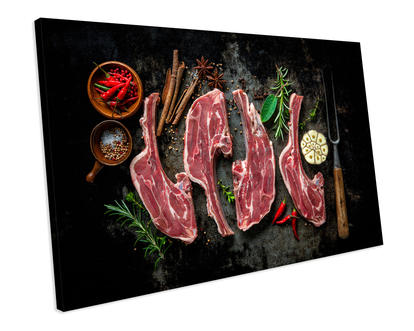 Raw Fresh Lamb Meat Food Kitchen CANVAS WALL ART Box Framed Picture Print