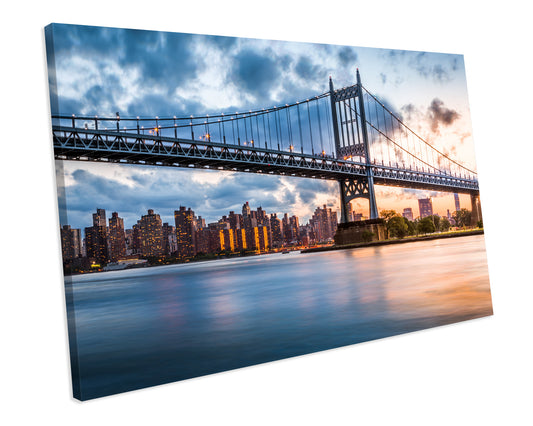 Sunset Robert F Kennedy Bridge Queens New York CANVAS WALL ART Box Framed Picture Print