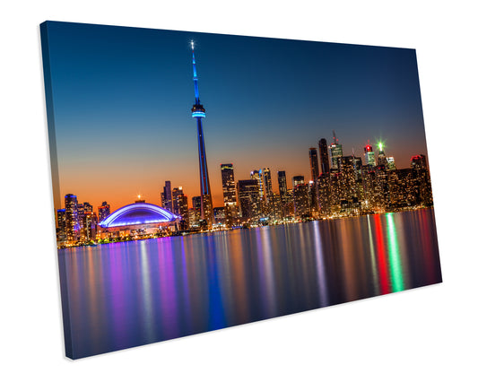 Sunset Toronto Skyline CANVAS WALL ART Box Framed Picture Print