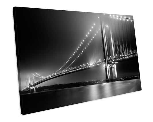 Black & White Brooklyn Bridge NYC CANVAS WALL ART Box Framed Picture Print
