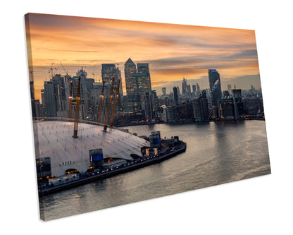 Canary Wharf Skyline London CANVAS WALL ART Box Framed Picture Print