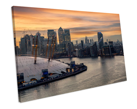Canary Wharf Skyline London CANVAS WALL ART Box Framed Picture Print