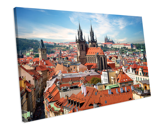 Prague Skyline Tynsky & St Vitus Cathedral Cityscape CANVAS WALL ART Box Framed Picture Print