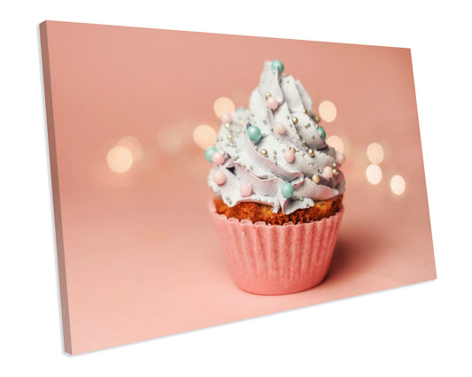 Pink Pastel Cupcake Kitchen CANVAS Print Framed WALL ART Picture