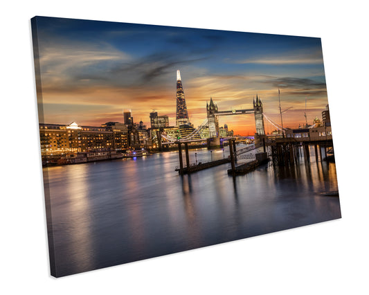 London City Sunset CANVAS WALL ART Box Framed Picture Print