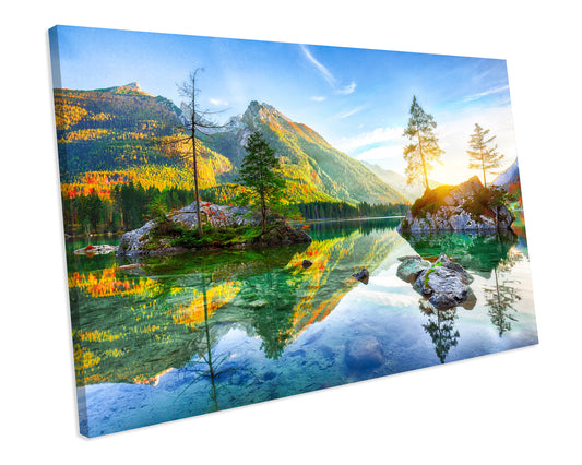 Alpines Autumn Landscape CANVAS WALL ART Box Framed Picture Print