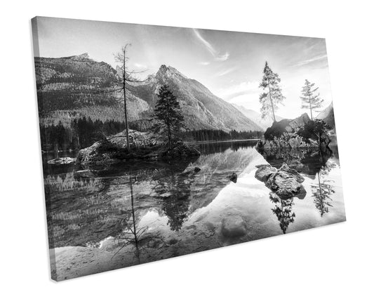 Black & White Alpines Autumn Landscape CANVAS WALL ART Box Framed Picture Print