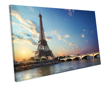 Eiffel Tower Sunset CANVAS WALL ART Box Framed Picture Print