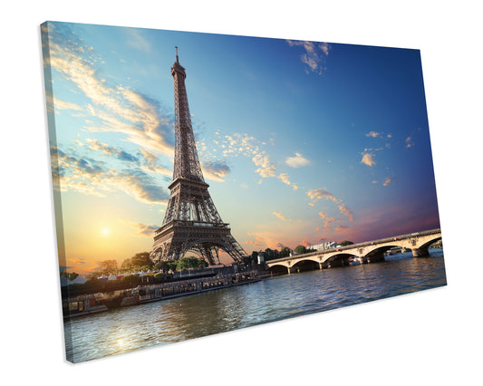 Eiffel Tower Sunset CANVAS WALL ART Box Framed Picture Print