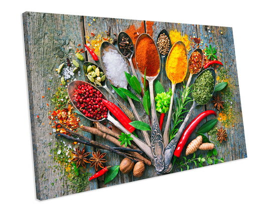 Herbs & Spices Kitchen CANVAS WALL ART Box Framed Picture Print