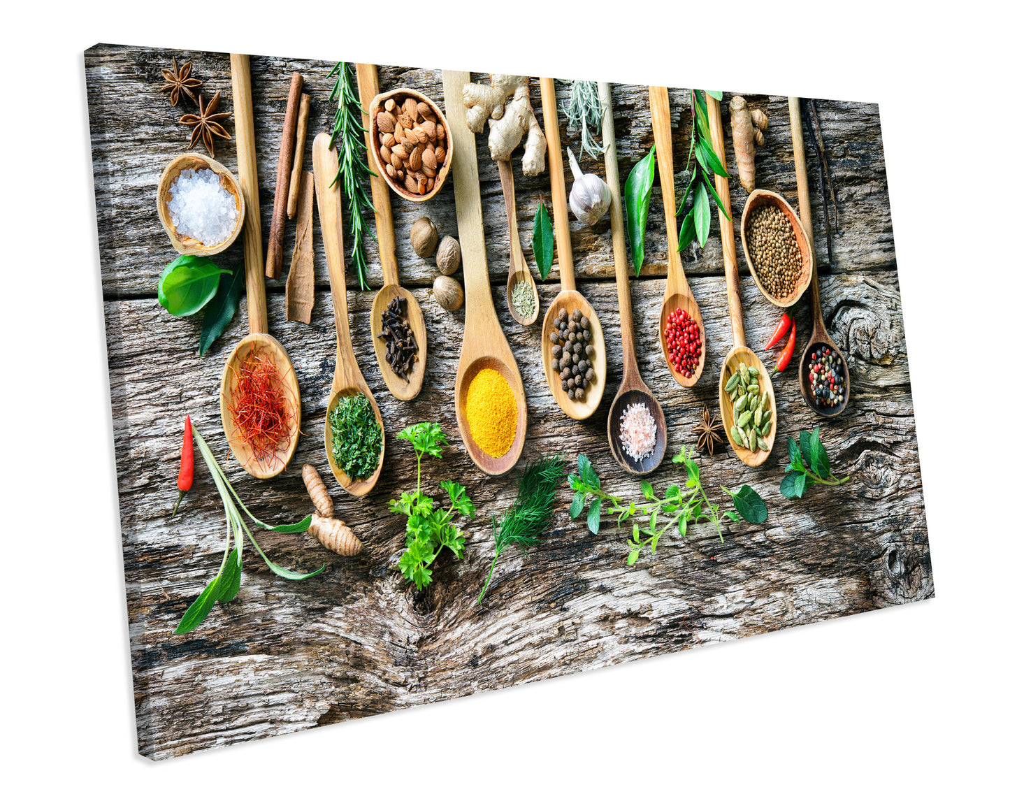 Herbs & Spices Kitchen CANVAS WALL ART Box Framed Picture Print
