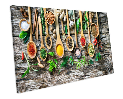 Herbs & Spices Kitchen CANVAS WALL ART Box Framed Picture Print