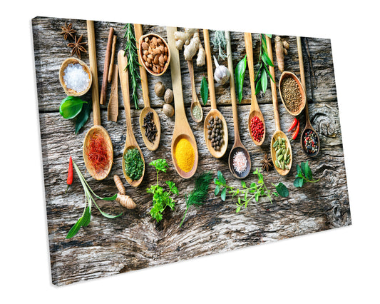 Herbs & Spices Kitchen CANVAS WALL ART Box Framed Picture Print