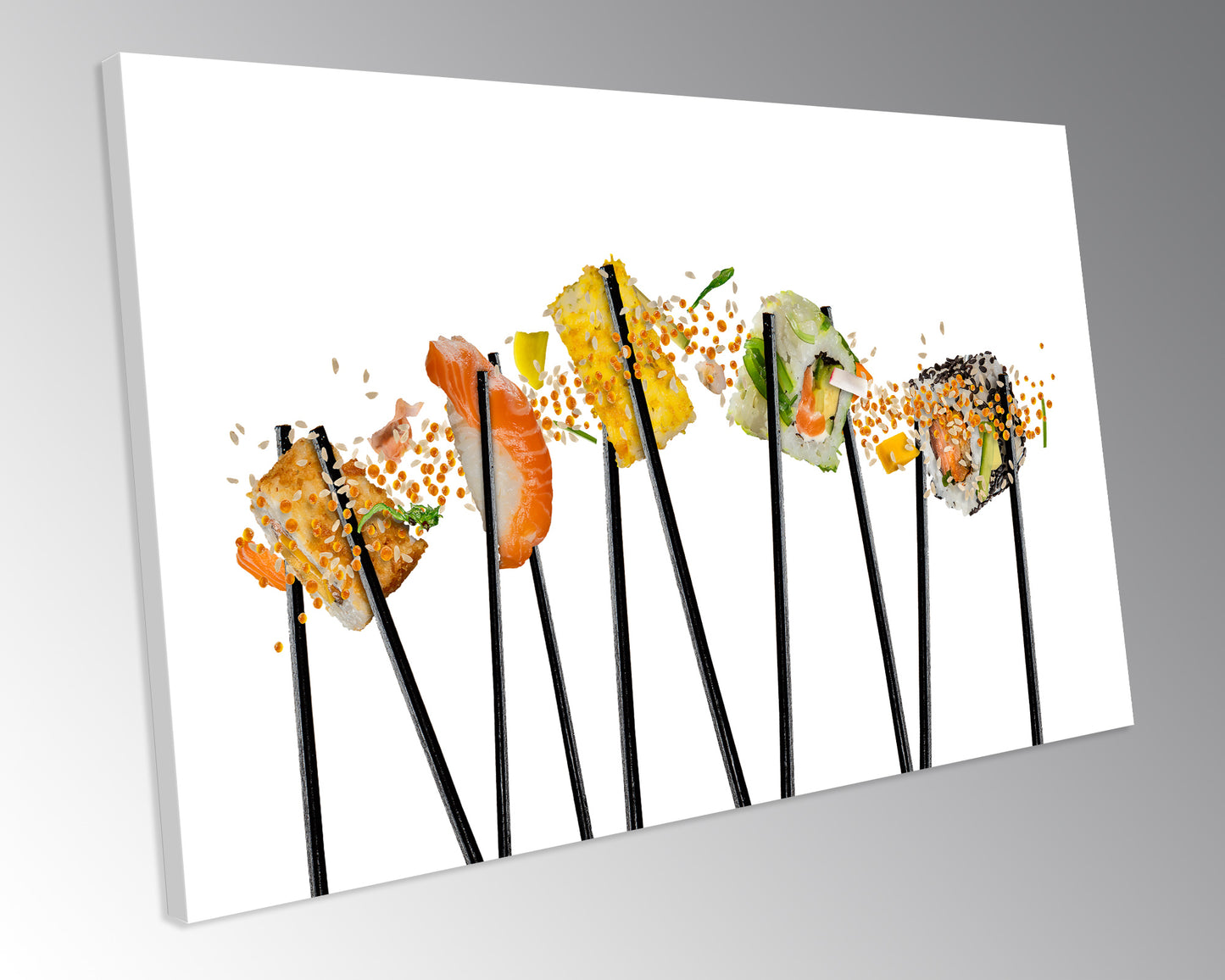 Sushi Chopsticks Food And Drink Kitchen CANVAS WALL ART Box Framed Picture Print