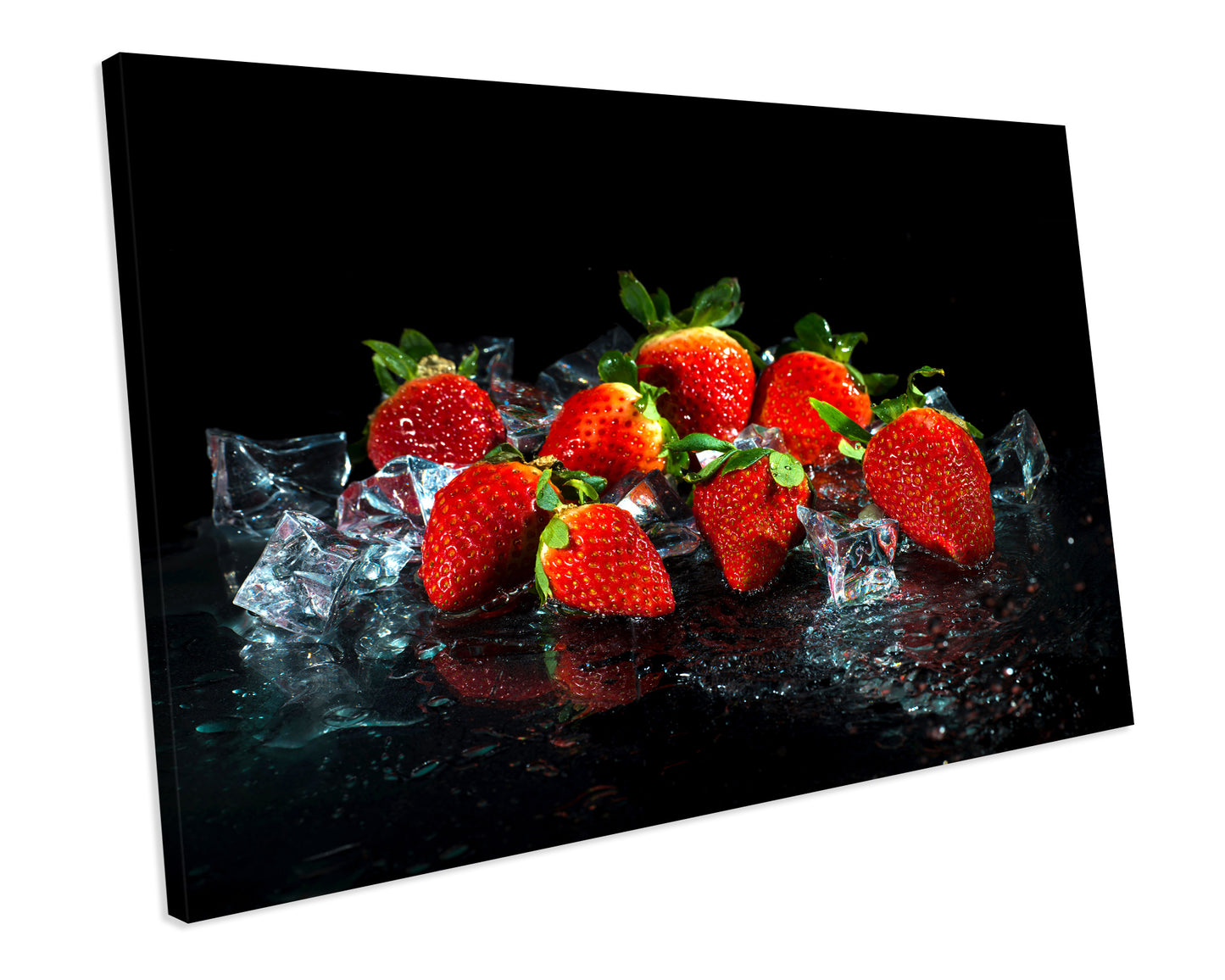 Strawberries Splash Fruit Kitchen CANVAS WALL ART Box Framed Picture Print