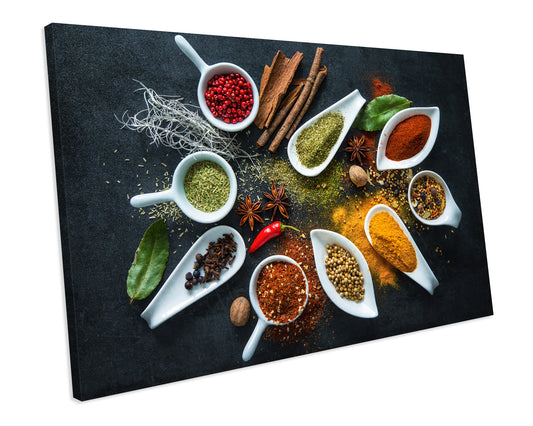 Herbs And Spices Asia Kitchen CANVAS WALL ART Box Framed Picture Print