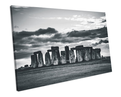 Stonehenge Black & White CANVAS WALL ART Box Framed Picture Print