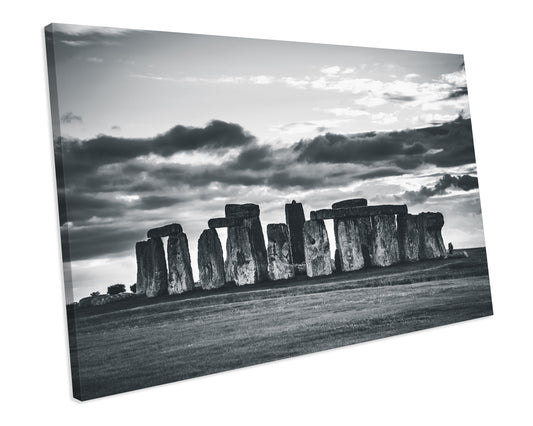 Stonehenge Black & White CANVAS WALL ART Box Framed Picture Print