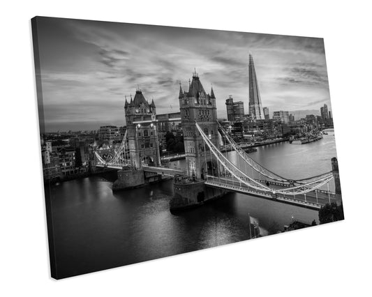 Tower Bridge London B&W CANVAS WALL ART Box Framed Picture Print